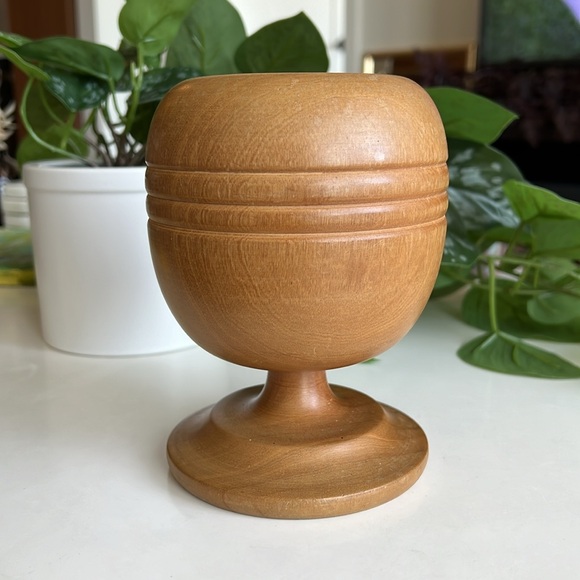 Vintage Wood Pedestal Vase Decor - Picture 6 of 14